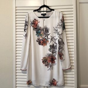 Short, Long Sleeve Marciano Floral Print Dress